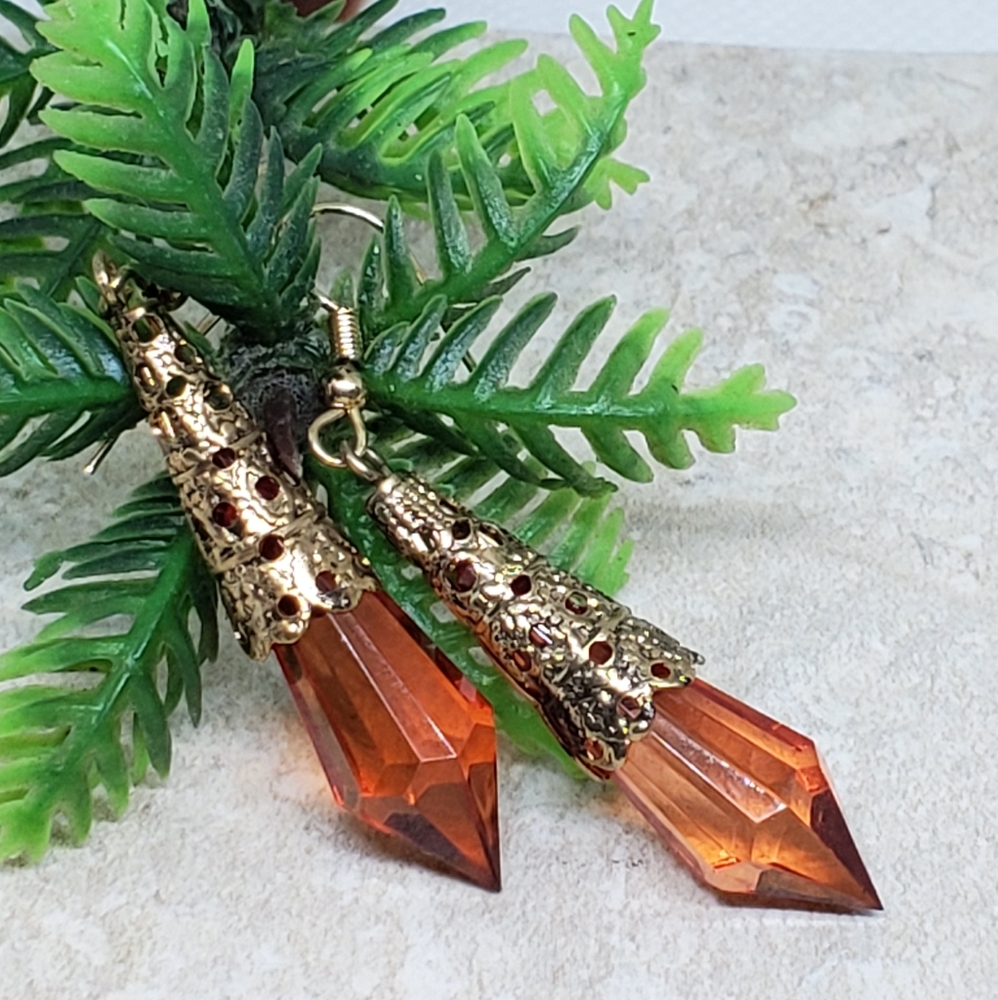 E0212 Filigree Crystal Drop Earrings